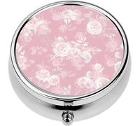 Mini Portable Pill Case Box for Purse Vitamin Medicine Metal Small Cute Travel Pill Organizer Container Holder Pocket Pharmacy Watercolor Pastel Pink Roses Bouquet