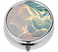 Mini Portable Pill Case Box for Purse Vitamin Medicine Metal Small Cute Travel Pill Organizer Container Holder Pocket Pharmacy High Resolution Luxury Abstract Fluid Art Painting Alcohol Ink techniq
