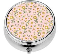 Mini Portable Pill Case Box for Purse Vitamin Medicine Metal Small Cute Travel Pill Organizer Container Holder Pocket Pharmacy Floral Scandinavian Style Excellent Design Packaging Wrapping Paper