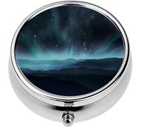 Mini Portable Pill Case Box for Purse Vitamin Medicine Metal Small Cute Travel Pill Organizer Container Holder Pocket Pharmacy Northern Lights