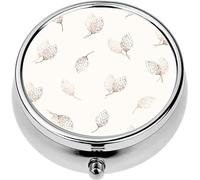 Mini Portable Pill Case Box for Purse Vitamin Medicine Metal Small Cute Travel Pill Organizer Container Holder Pocket Pharmacy Simple Gentle Calm Floral Pastel Colors Pampas inflorescences a Light