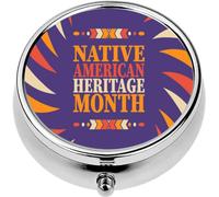 Mini Portable Pill Case Box for Purse Vitamin Medicine Metal Small Cute Travel Pill Organizer Container Holder Pocket Pharmacy Native American Heritage Month American Indian Culture Celebrate