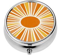 Mini Portable Pill Case Box for Purse Vitamin Medicine Metal Small Cute Travel Pill Organizer Container Holder Pocket Pharmacy Abstract Sun Print Boho Minimalist Printable Wall Art