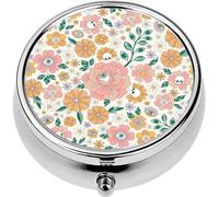 Mini Portable Pill Case Box for Purse Vitamin Medicine Metal Small Cute Travel Pill Organizer Container Holder Pocket Pharmacy Mystic Garden Eyed Florals Flower Power Retro 60s 70s Boho Floral