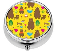 Mini Portable Pill Case Box for Purse Vitamin Medicine Metal Small Cute Travel Pill Organizer Container Holder Pocket Pharmacy and The Three Bears