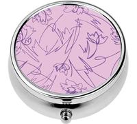 Mini Portable Pill Case Box for Purse Vitamin Medicine Metal Small Cute Travel Pill Organizer Container Holder Pocket Pharmacy Simple Nature Floral Hand Drawn Flowers Line Art Contour Drawing