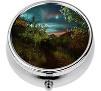 Mini Portable Pill Case Box for Purse Vitamin Medicine Metal Small Cute Travel Pill Organizer Container Holder Pocket Pharmacy Lost Mine Trail Road Trip to Big Bend