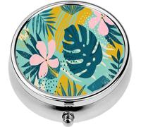 Mini Portable Pill Case Box for Purse Vitamin Medicine Metal Small Cute Travel Pill Organizer Container Holder Pocket Pharmacy Collage Contemporary Floral Seamless Modern Exotic Jungle fru