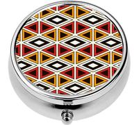 Mini Portable Pill Case Box for Purse Vitamin Medicine Metal Small Cute Travel Pill Organizer Container Holder Pocket Pharmacy Ethnic Tribal Surface Native Americans Style Repeat