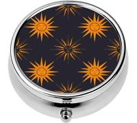 Mini Portable Pill Case Box for Purse Vitamin Medicine Metal Small Cute Travel Pill Organizer Container Holder Pocket Pharmacy Sun May Ancient Symbol Incan Sun god Inti