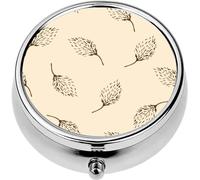 Mini Portable Pill Case Box for Purse Vitamin Medicine Metal Small Cute Travel Pill Organizer Container Holder Pocket Pharmacy Simple Calm Floral Pampas inflorescences a Light Pink Fabric Prints