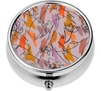 Mini Portable Pill Case Box for Purse Vitamin Medicine Metal Small Cute Travel Pill Organizer Container Holder Pocket Pharmacy Simple Geometric Brush Strokes