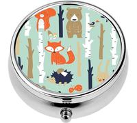 Mini Portable Pill Case Box for Purse Vitamin Medicine Metal Small Cute Travel Pill Organizer Container Holder Pocket Pharmacy Forest Baby Human Age Animal Child
