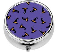 Mini Portable Pill Case Box for Purse Vitamin Medicine Metal Small Cute Travel Pill Organizer Container Holder Pocket Pharmacy Little Witches Hats