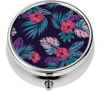 Mini Portable Pill Case Box for Purse Vitamin Medicine Metal Small Cute Travel Pill Organizer Container Holder Pocket Pharmacy Jungle Seamless Design Stock