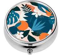 Mini Portable Pill Case Box for Purse Vitamin Medicine Metal Small Cute Travel Pill Organizer Container Holder Pocket Pharmacy Collage Contemporary Floral Modern Exotic Jungle