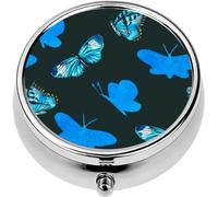 Mini Portable Pill Case Box for Purse Vitamin Medicine Metal Small Cute Travel Pill Organizer Container Holder Pocket Pharmacy Butterfly Watercolor Botanical a Dark Your Design