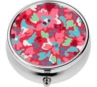 Mini Portable Pill Case Box for Purse Vitamin Medicine Metal Small Cute Travel Pill Organizer Container Holder Pocket Pharmacy Floral Seamless Geometric Abstract Flower Shapes Bright summ