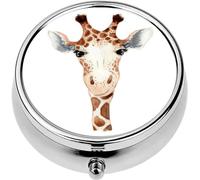Mini Portable Pill Case Box for Purse Vitamin Medicine Metal Small Cute Travel Pill Organizer Container Holder Pocket Pharmacy Cute Giraffe Cartoon Watercolor Animal