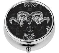 Mini Portable Pill Case Box for Purse Vitamin Medicine Metal Small Cute Travel Pill Organizer Container Holder Pocket Pharmacy Mystic alchemical and Freemason Symbols