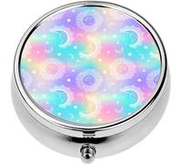 Mini Portable Pill Case Box for Purse Vitamin Medicine Metal Small Cute Travel Pill Organizer Container Holder Pocket Pharmacy Galaxy Petrol Holographic