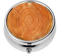 Mini Portable Pill Case Box for Purse Vitamin Medicine Metal Small Cute Travel Pill Organizer Container Holder Pocket Pharmacy Annual Rings Fichte Picea Abies Spruce