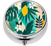 Mini Portable Pill Case Box for Purse Vitamin Medicine Metal Small Cute Travel Pill Organizer Container Holder Pocket Pharmacy Collage Contemporary Floral Seamless Modern Exotic Jungle fru