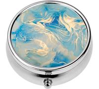 Mini Portable Pill Case Box for Purse Vitamin Medicine Metal Small Cute Travel Pill Organizer Container Holder Pocket Pharmacy High Resolution Luxury Abstract Fluid Art Painting Alcohol Ink techniq