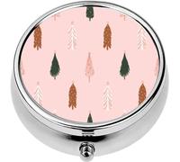 Mini Portable Pill Case Box for Purse Vitamin Medicine Metal Small Cute Travel Pill Organizer Container Holder Pocket Pharmacy Bohemian Modern Christmas Tree Messy Abstract Scandinavian Style