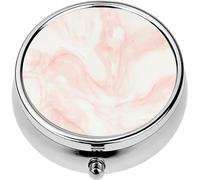 Mini Portable Pill Case Box for Purse Vitamin Medicine Metal Small Cute Travel Pill Organizer Container Holder Pocket Pharmacy Marble White and Pink Marble Trend