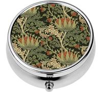 Mini Portable Pill Case Box for Purse Vitamin Medicine Metal Small Cute Travel Pill Organizer Container Holder Pocket Pharmacy Floral Big Flowers and Foliage Dark