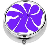 Mini Portable Pill Case Box for Purse Vitamin Medicine Metal Small Cute Travel Pill Organizer Container Holder Pocket Pharmacy Curvy Flower Retro Hippie Style Aesthetic Flowers The Style