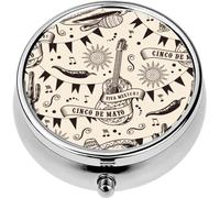 Mini Portable Pill Case Box for Purse Vitamin Medicine Metal Small Cute Travel Pill Organizer Container Holder Pocket Pharmacy Mexican Guitar Vintage