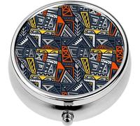 Mini Portable Pill Case Box for Purse Vitamin Medicine Metal Small Cute Travel Pill Organizer Container Holder Pocket Pharmacy Indigenous Fashion Print