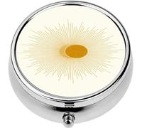 Mini Portable Pill Case Box for Purse Vitamin Medicine Metal Small Cute Travel Pill Organizer Container Holder Pocket Pharmacy Abstract Sun Print Boho Minimalist Printable Wall Art