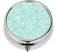 Mini Portable Pill Case Box for Purse Vitamin Medicine Metal Small Cute Travel Pill Organizer Container Holder Pocket Pharmacy Floral Bloom Silhouettes Large Roses and Petals Outline Sketch