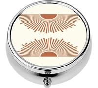Mini Portable Pill Case Box for Purse Vitamin Medicine Metal Small Cute Travel Pill Organizer Container Holder Pocket Pharmacy Retro Sun Print Boho Minimalist Printable Wall Art