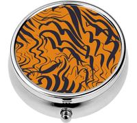 Mini Portable Pill Case Box for Purse Vitamin Medicine Metal Small Cute Travel Pill Organizer Container Holder Pocket Pharmacy Wavy Lines and Stripes Curved Ribbon Simple Shapes Abstract Geometric