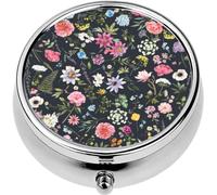 Mini Portable Pill Case Box for Purse Vitamin Medicine Metal Small Cute Travel Pill Organizer Container Holder Pocket Pharmacy Beautiful Floral Watercolor Hand Drawn Gentle Summer Flowers Natural