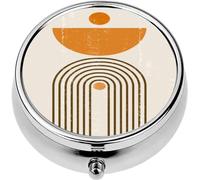 Mini Portable Pill Case Box for Purse Vitamin Medicine Metal Small Cute Travel Pill Organizer Container Holder Pocket Pharmacy Burnt Orange Sun Print Boho Minimalist Printable Wall Art