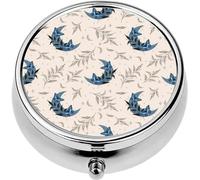 Mini Portable Pill Case Box for Purse Vitamin Medicine Metal Small Cute Travel Pill Organizer Container Holder Pocket Pharmacy Celestial Herbs Boho Magic Space Stars Butterflies