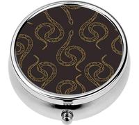 Mini Portable Pill Case Box for Purse Vitamin Medicine Metal Small Cute Travel Pill Organizer Container Holder Pocket Pharmacy Outline Golden Snake