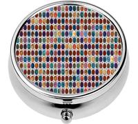 Mini Portable Pill Case Box for Purse Vitamin Medicine Metal Small Cute Travel Pill Organizer Container Holder Pocket Pharmacy Colored Hexagonal Ceramic Glass Tiles on The Wall