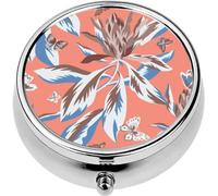 Mini Portable Pill Case Box for Purse Vitamin Medicine Metal Small Cute Travel Pill Organizer Container Holder Pocket Pharmacy Blooming Protea Floral Large Flowers and Butterflies Botanical Stylish