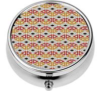 Mini Portable Pill Case Box for Purse Vitamin Medicine Metal Small Cute Travel Pill Organizer Container Holder Pocket Pharmacy Ethnic Tribal Surface Native Americans Style Repeat