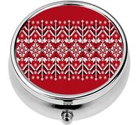 Mini Portable Pill Case Box for Purse Vitamin Medicine Metal Small Cute Travel Pill Organizer Container Holder Pocket Pharmacy Ukrainian Folk Ornament Ethnic Ornament Border Traditional