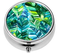 Mini Portable Pill Case Box for Purse Vitamin Medicine Metal Small Cute Travel Pill Organizer Container Holder Pocket Pharmacy Seamless Watercolor Banana Palm Leaf Bright Tropical backgrou