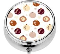 Mini Portable Pill Case Box for Purse Vitamin Medicine Metal Small Cute Travel Pill Organizer Container Holder Pocket Pharmacy Christmas Ball Cute Toys Scandinavian Style