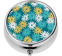Mini Portable Pill Case Box for Purse Vitamin Medicine Metal Small Cute Travel Pill Organizer Container Holder Pocket Pharmacy Ditsy Daisy Floral Background Seamless Made of Meadow Field f