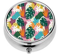 Mini Portable Pill Case Box for Purse Vitamin Medicine Metal Small Cute Travel Pill Organizer Container Holder Pocket Pharmacy Collage Contemporary Floral Seamless Stock